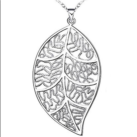 STERLING SILVER LEAF NECKLACE - Picture 3 of 11